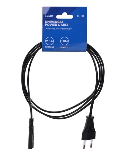 Savio CL-100 power cable Black 1.8 m IEC Type E (3.4 mm, 3.1 mm) IEC C7