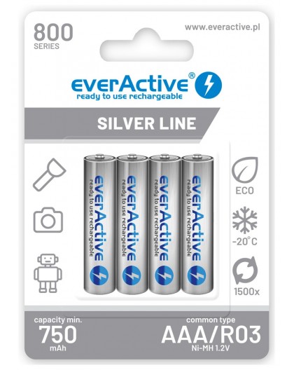 Rechargeable batteries everActive Ni-MH R03 AAA 800 mAh Silver Line