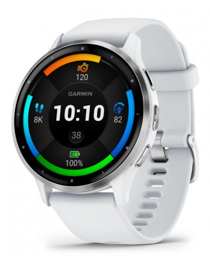 Garmin Venu 3 3.56 cm (1.4") AMOLED 45 mm Digital 454 x 454 pixels Touchscreen Silver, White Wi-Fi GPS (satellite)