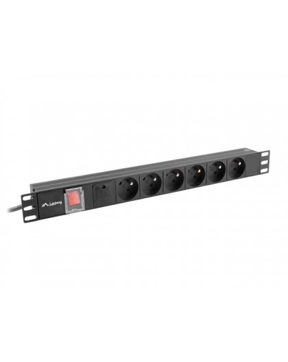 LANBERG POWER STRIP PDU RACK 19" (1U, 16A, 6X 230V PL, 2m)