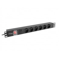LANBERG POWER STRIP PDU RACK 19" (1U, 16A, 6X 230V PL, 2m)