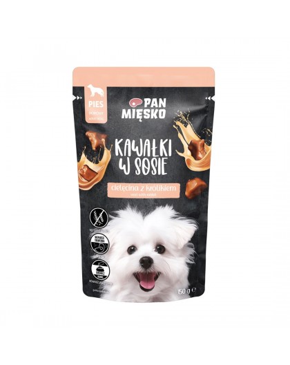 PAN MIĘSKO Pieces in sauce Veal with rabbit - wet dog food - 150g