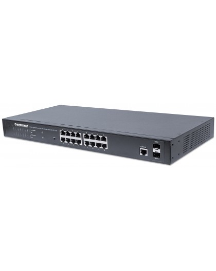 Intellinet 16-Port Gigabit Ethernet PoE+ Web-Managed Switch with 2 SFP Ports, IEEE 802.3at/af Power over Ethernet (PoE+/PoE) Com