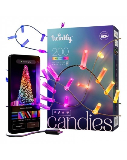 Twinkly Candies LED Christmas tree lights TWKC200RGB-G Candle shape