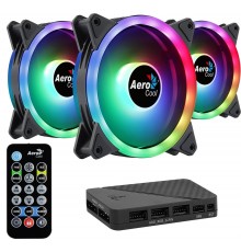 Aerocool DUO12PRO Kit 3xFan 12cm ARGB LED Dual Ring Antivibration 6 Pins Black