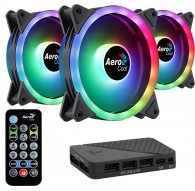 Aerocool DUO12PRO Kit 3xFan 12cm ARGB LED Dual Ring Antivibration 6 Pins Black