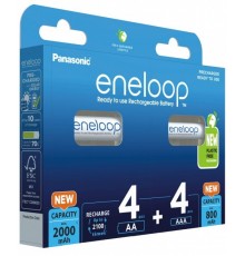 Rechargeable batteries PANASONIC ENELOOP 4x AA 2000 mAh + 4x AAA 800 mAh 8 szt (BK-3MCDE+4MCDE/8CP)