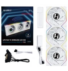 Lian Li UNI FAN TL Wireless LCD Fan, ARGB, PWM, 3-pack incl. Controller - Reverse Blade, 120 mm, white