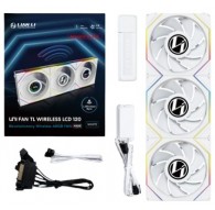 Lian Li UNI FAN TL Wireless LCD Fan, ARGB, PWM, 3-pack incl. Controller - Reverse Blade, 120 mm, white