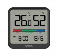 SAVIO Wireless weather station, temperature and humidity sensor, indoor use, LCD screen, clock, date, handle with magnet, CT-01/
