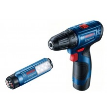 BOSCH. GSR 120-LI 2x2,0Ah 30/14Nm SCREWDRIVER +GLI 12V-300 LAMP CASE