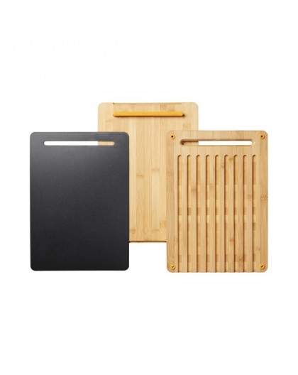 Fiskars 1057550 kitchen cutting board Rectangular Bamboo, Plastic Bamboo, Black