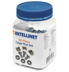 Intellinet Cage Nut Set (50 Pack), M6 Nuts, Bolts and Washers, Suitable for Network Cabinets/Server Racks, Plastic Storage Jar, 