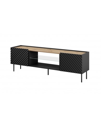 EF ONDA RTV cabinet 180x40x39-58 black (standing or wall mounted)