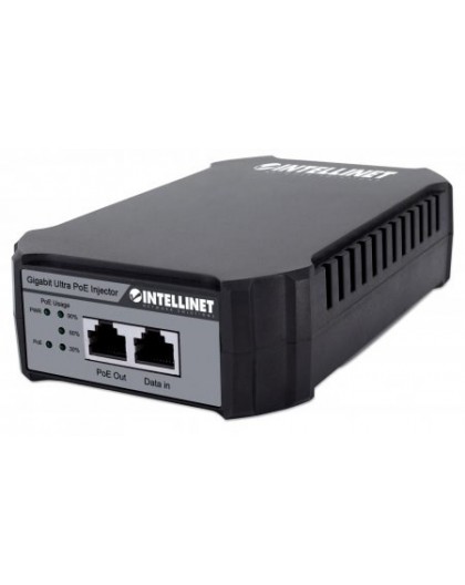 Intellinet Gigabit PoE++ Injector, One 95 W Port, IEEE 802.3bt (4PPoE) Compliant, Plastic Housing, Wall-mount Option
