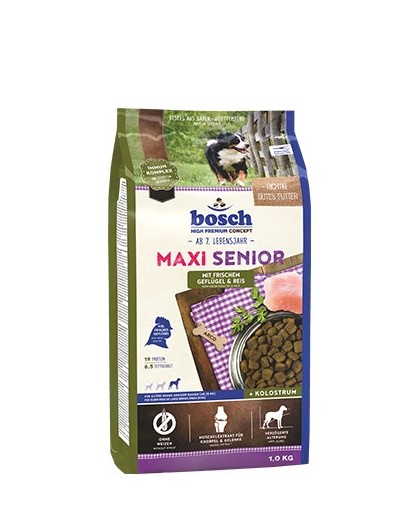 Bosch Hundefutter Maxi Senior Geflügel, 1er Pack (1 x 12.5 kg) Poultry, Rice